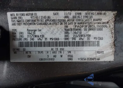2013 Ford Focus Se from USA, damaged, VIN 1FADP3F28DL193306